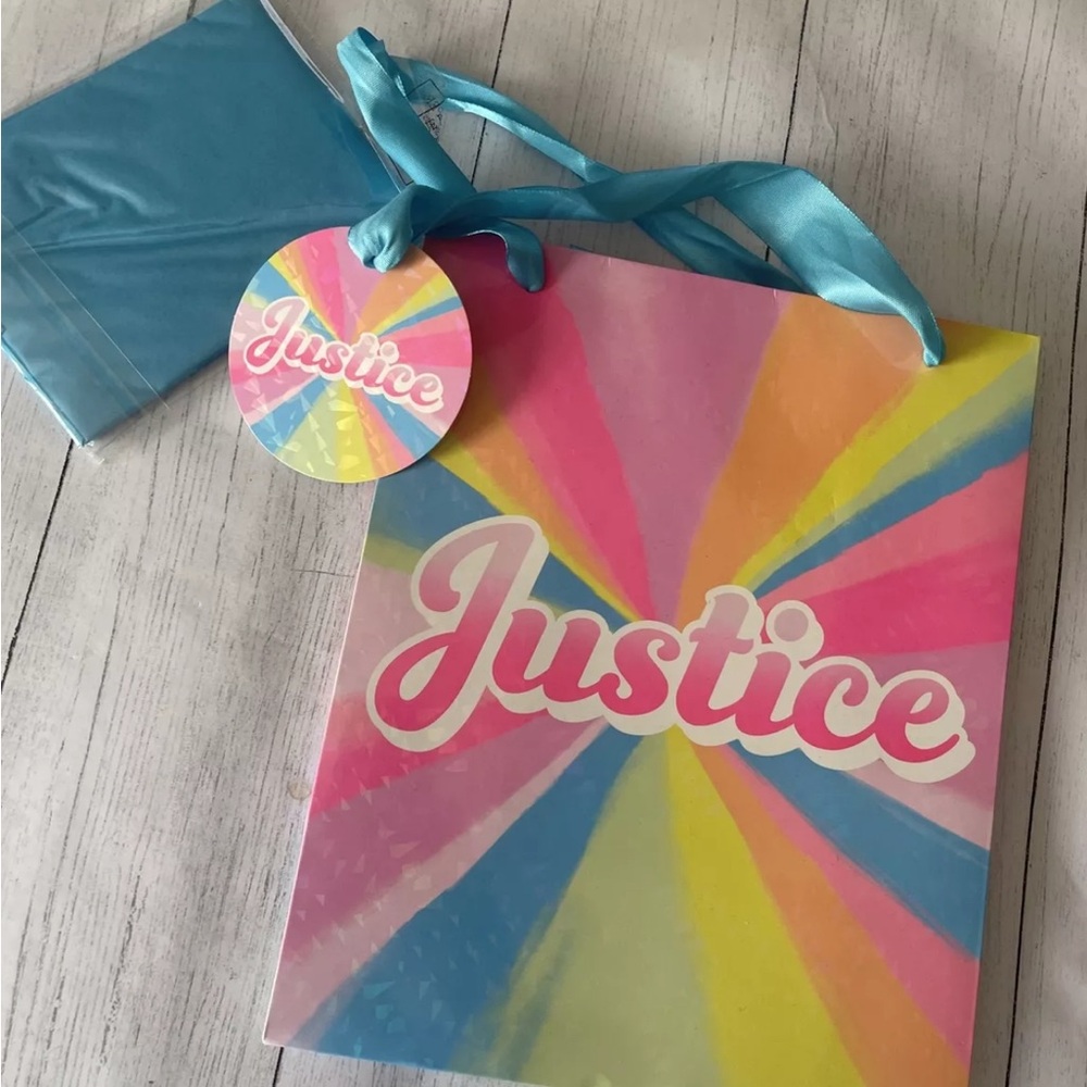 Justice Colorful Gift Bag with Blue Handles